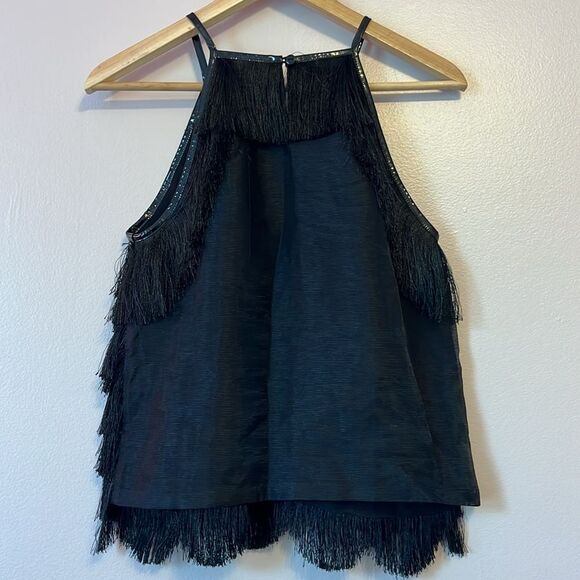 Anthropologie Pankaj & Nidhi Becca Fringe Halter Top Whimsigoth Black Sz 4 New - Picture 7 of 11